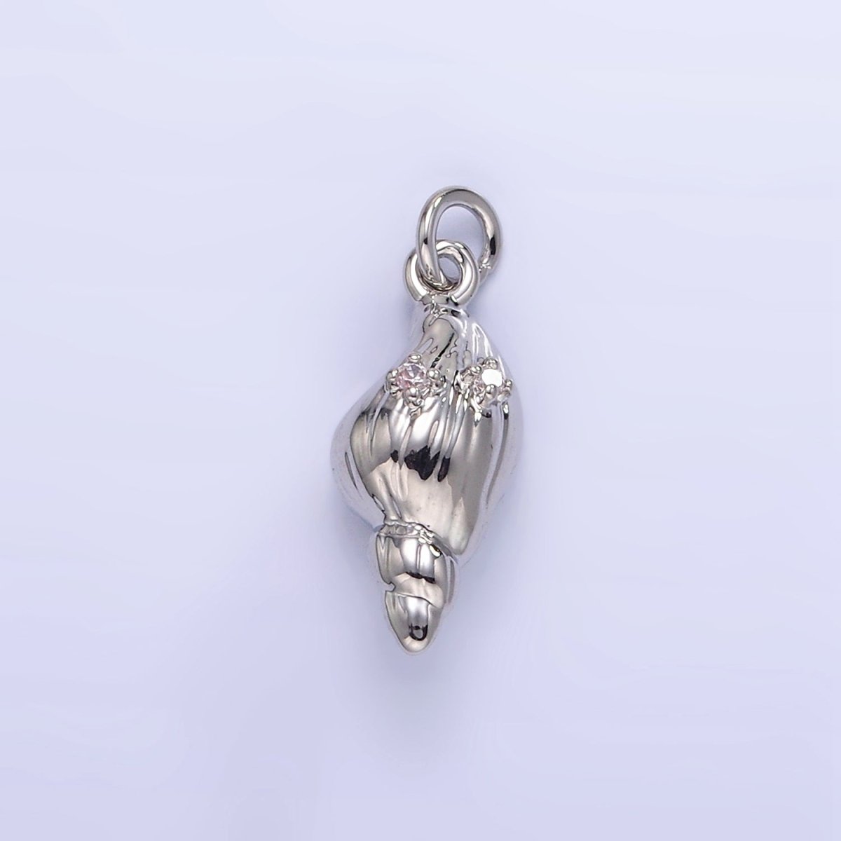 16K Gold Filled CZ Clam Sea Shell Mini Charm in Gold & Silver | E390 - DLUXCA