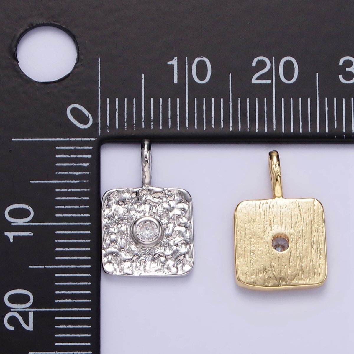 16K Gold Filled CZ Geometric Square Pendant in Gold & Silver | EH886 - DLUXCA