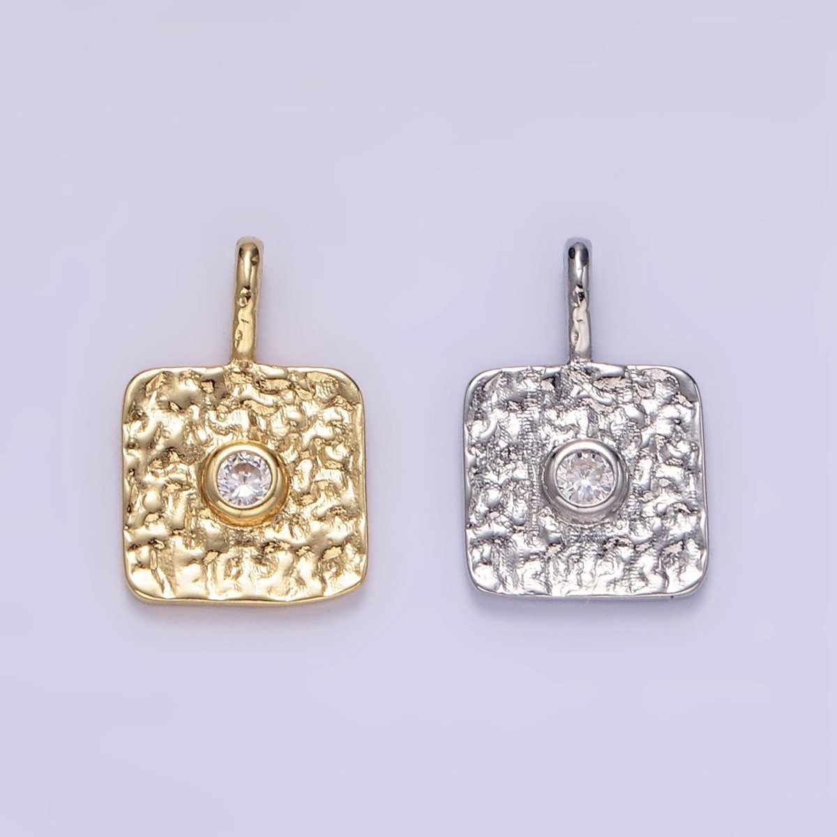 16K Gold Filled CZ Geometric Square Pendant in Gold & Silver | EH886 - DLUXCA