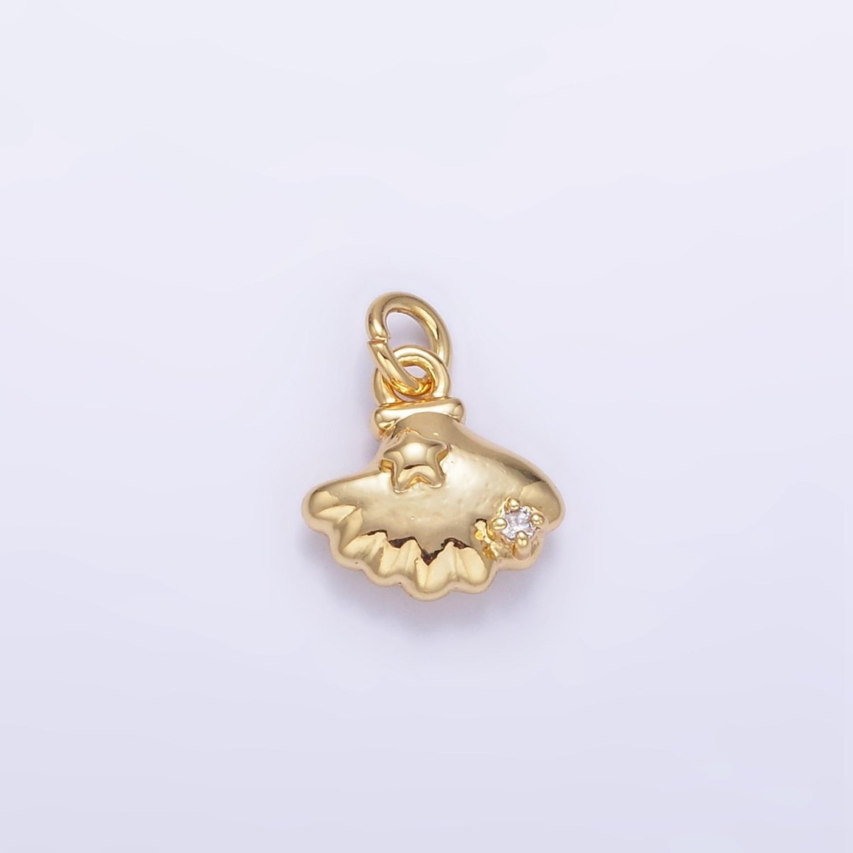 16K Gold Filled CZ Star Clam Sea Shell Mini Charm | AG841 - DLUXCA