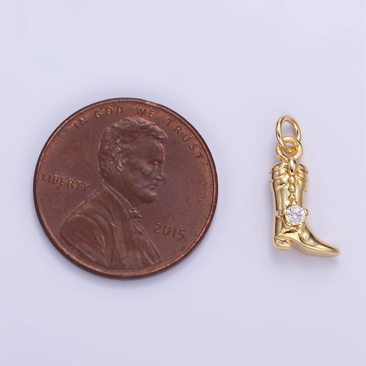 16K Gold Filled CZ West Cowboy Boots Charm in Gold & Silver | AC113 - DLUXCA