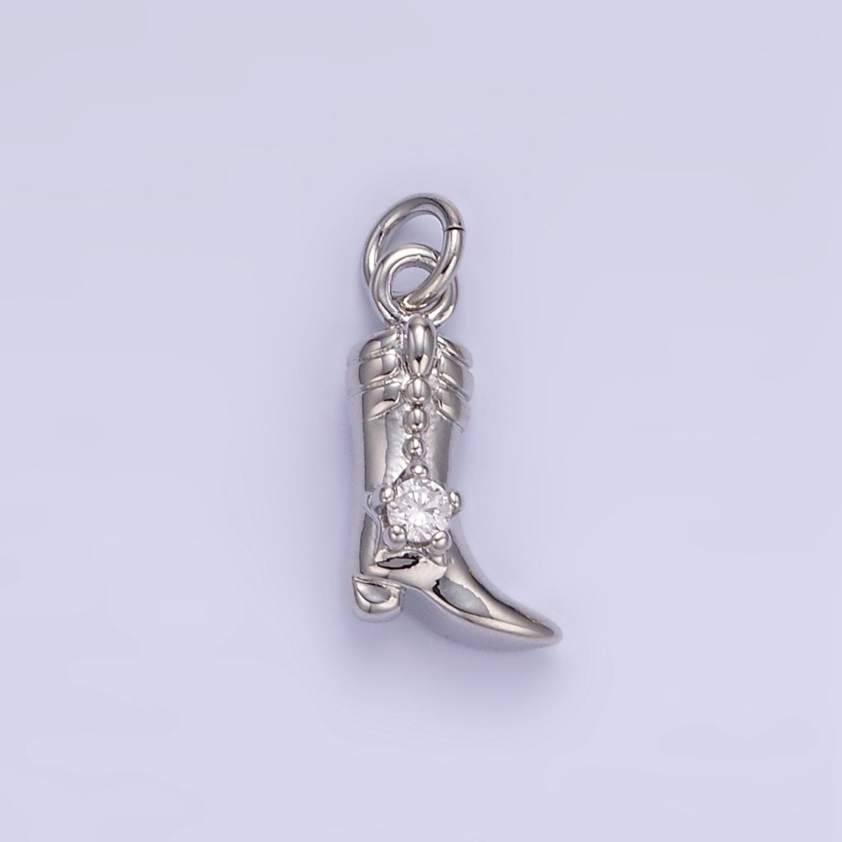 16K Gold Filled CZ West Cowboy Boots Charm in Gold & Silver | AC113 - DLUXCA
