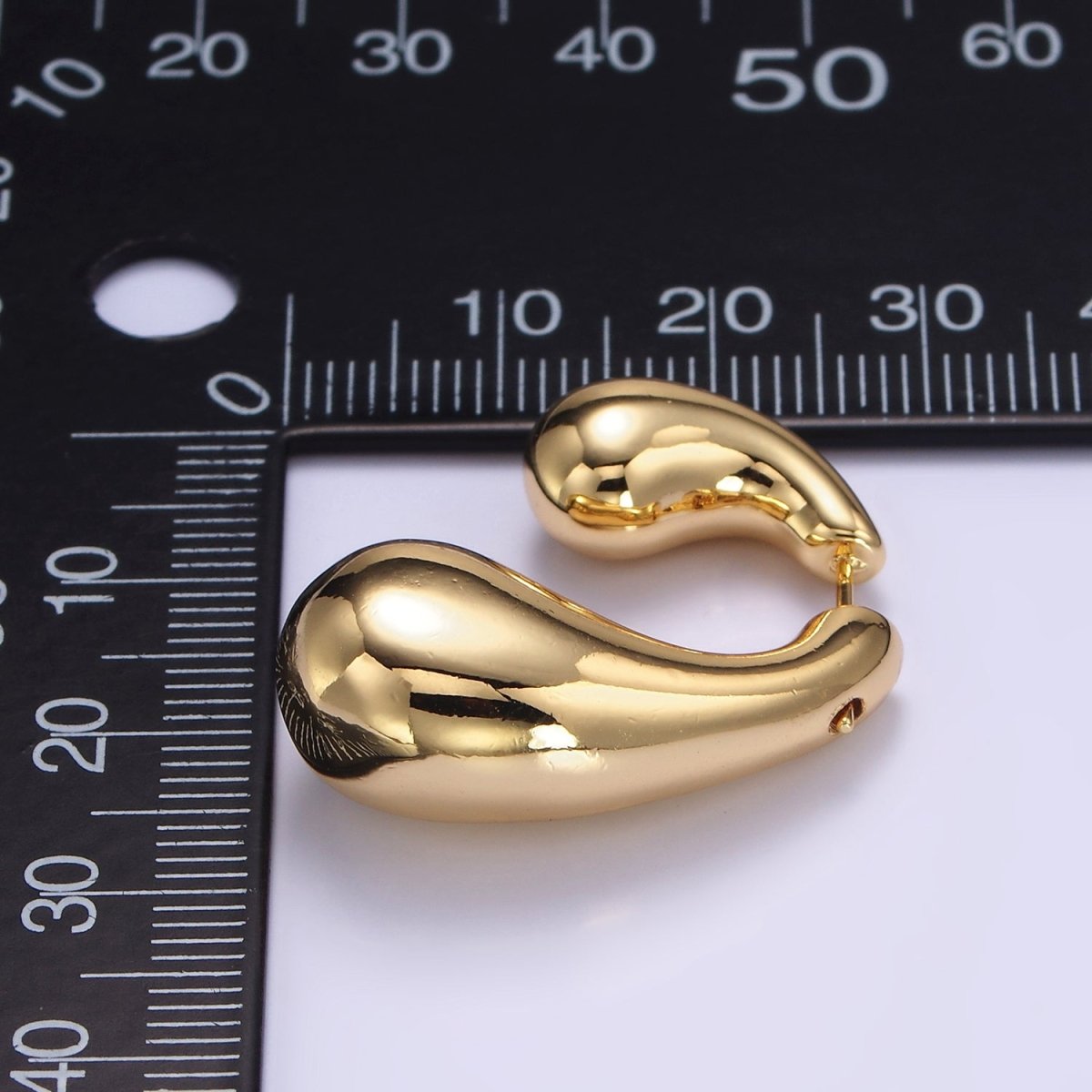 16K Gold Filled Double Teardrop Minimalist Hoop Earrings | P056 - DLUXCA