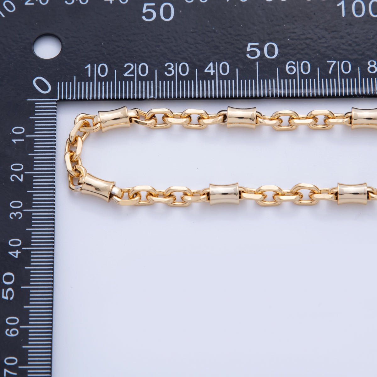 16K Gold Filled Edged Tube Cable Geometric Unfinished Chain by Yard | Roll - 1584 - DLUXCA