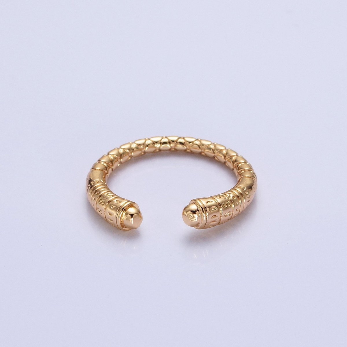 16K Gold Filled Engraved S Crescent Moon Open Adjustable Ring in Gold & Silver | O - 1926 O - 1927 - DLUXCA