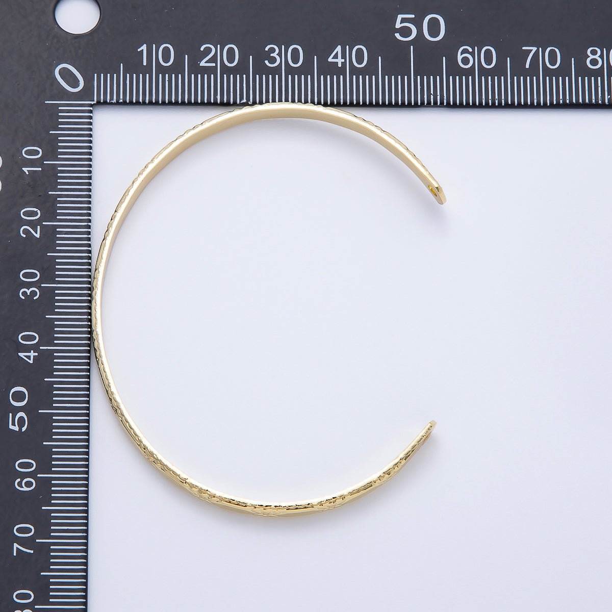 16K Gold Filled Etched Lattice Cuff Unfinished Half Bangle Bracelet | WA - 04411 - DLUXCA