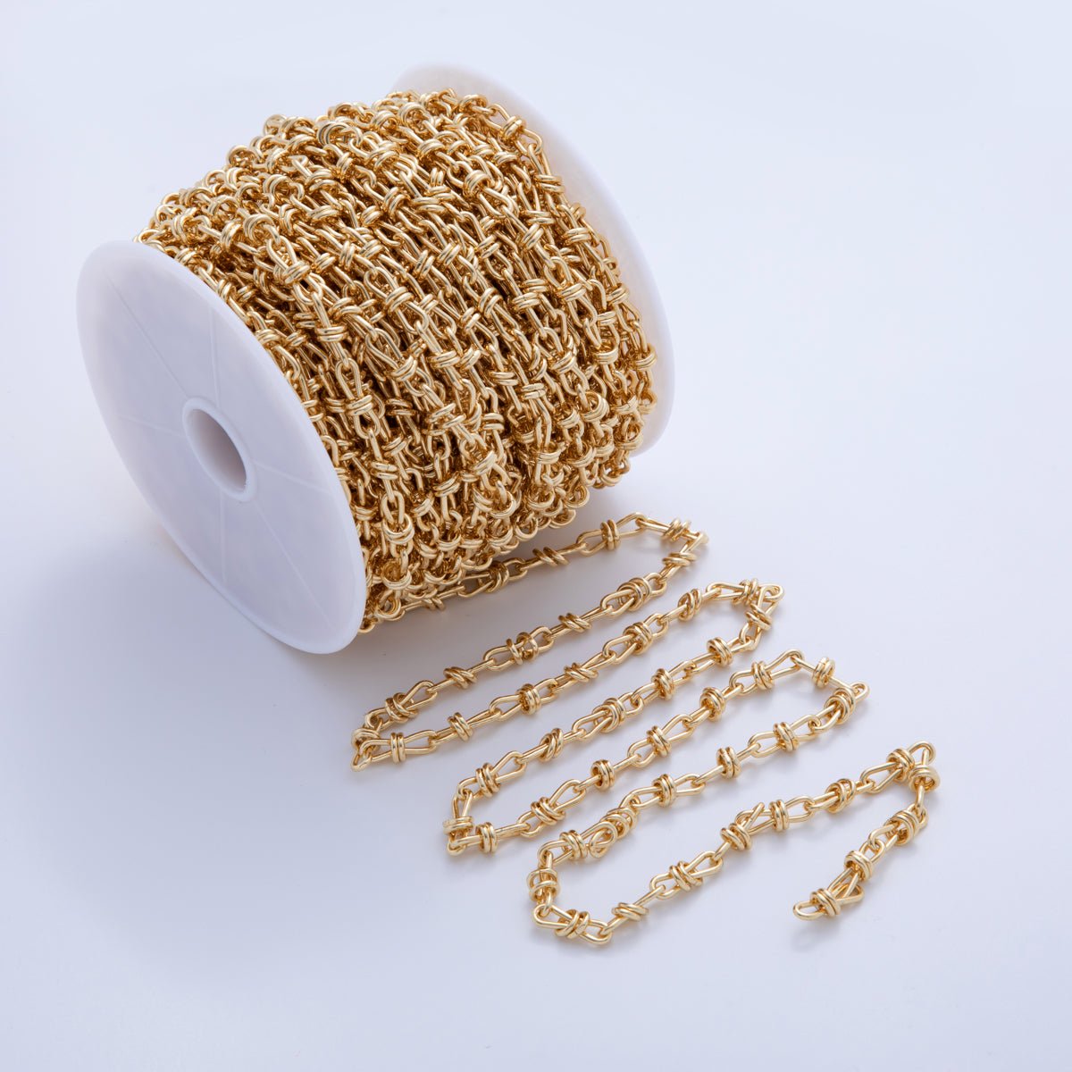 16K Gold Filled Figure Eight Multiple Band Geometric Unfinished Chain by Yard | Roll - 1585 - DLUXCA