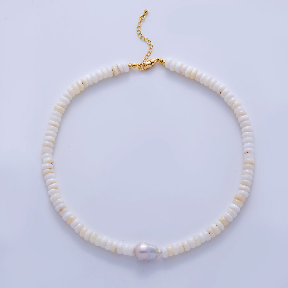 16K Gold Filled Freshwater Pearl White Quartz Rhondelle Gemstone 17 Inch Handmade Necklace | WA - 1228 - DLUXCA
