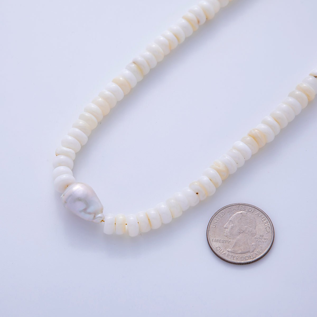 16K Gold Filled Freshwater Pearl White Quartz Rhondelle Gemstone 17 Inch Handmade Necklace | WA - 1228 - DLUXCA