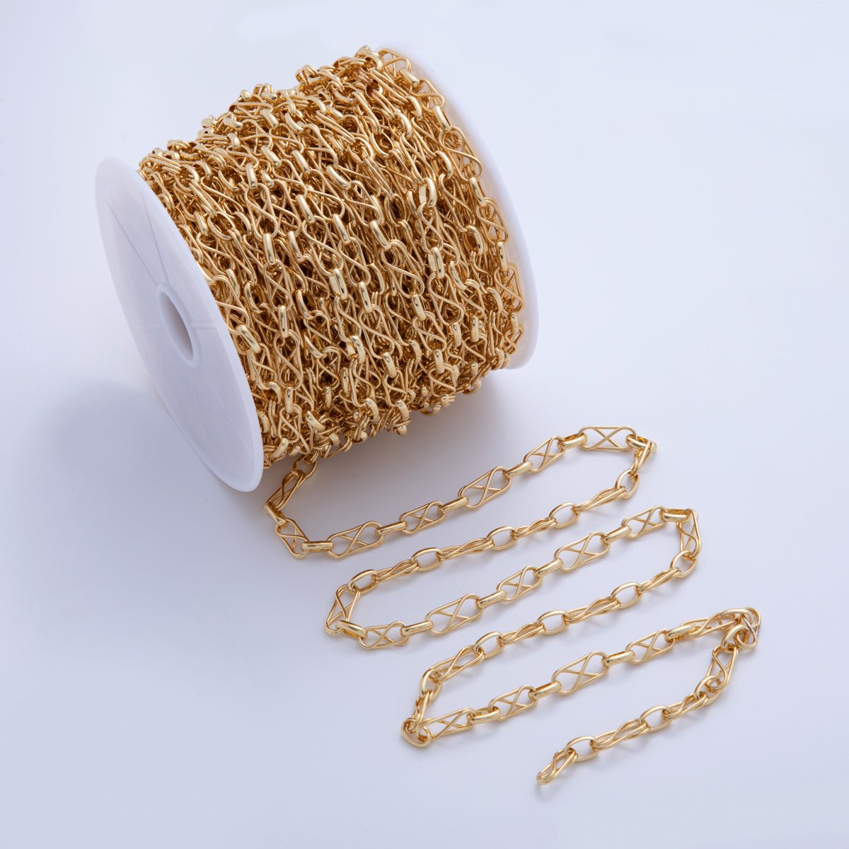 16K Gold Filled Geometric Infinity Paperclip Unfinished Chain by Yard | Roll - 1581 - DLUXCA