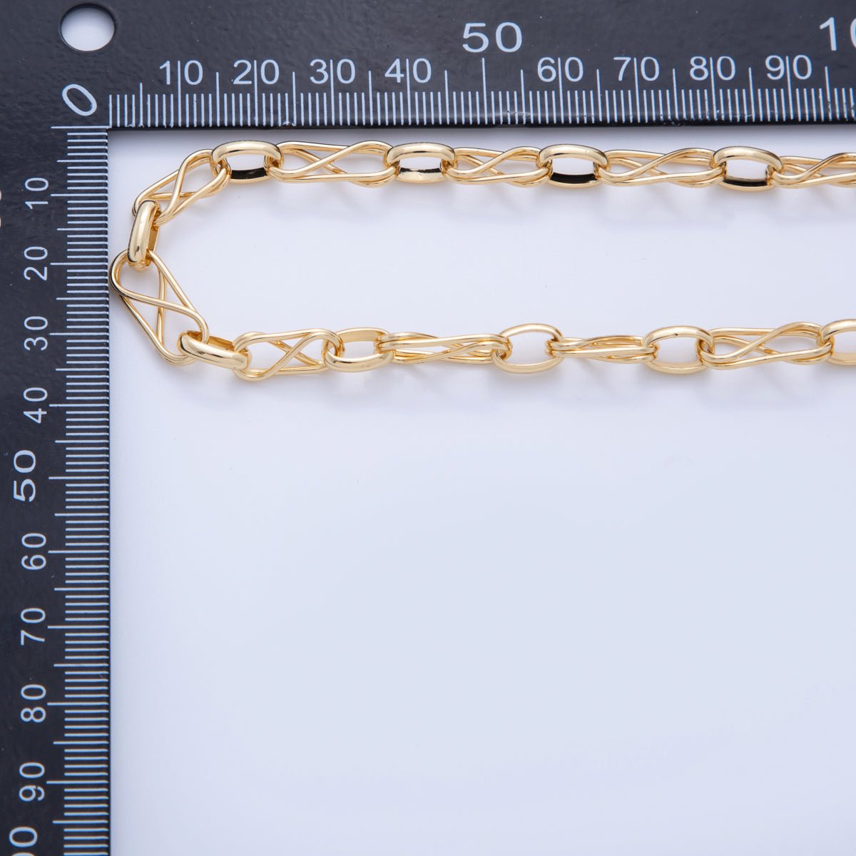 16K Gold Filled Geometric Infinity Paperclip Unfinished Chain by Yard | Roll - 1581 - DLUXCA