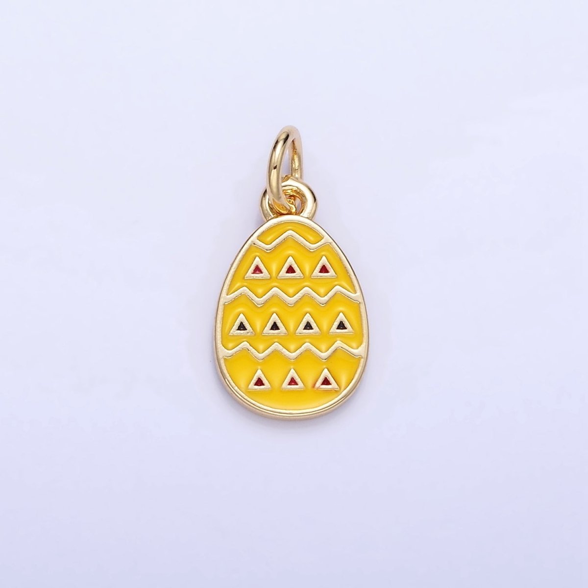 16K Gold Filled Geometric Yellow Enamel Easter Egg Charm | C123 - DLUXCA