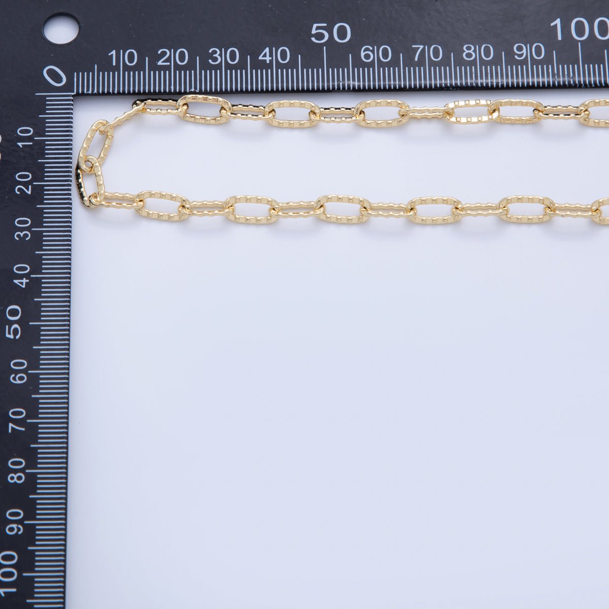 16K Gold Filled Hammered Paperclip Unfinished Chain by Yard | Roll - 1590 - DLUXCA