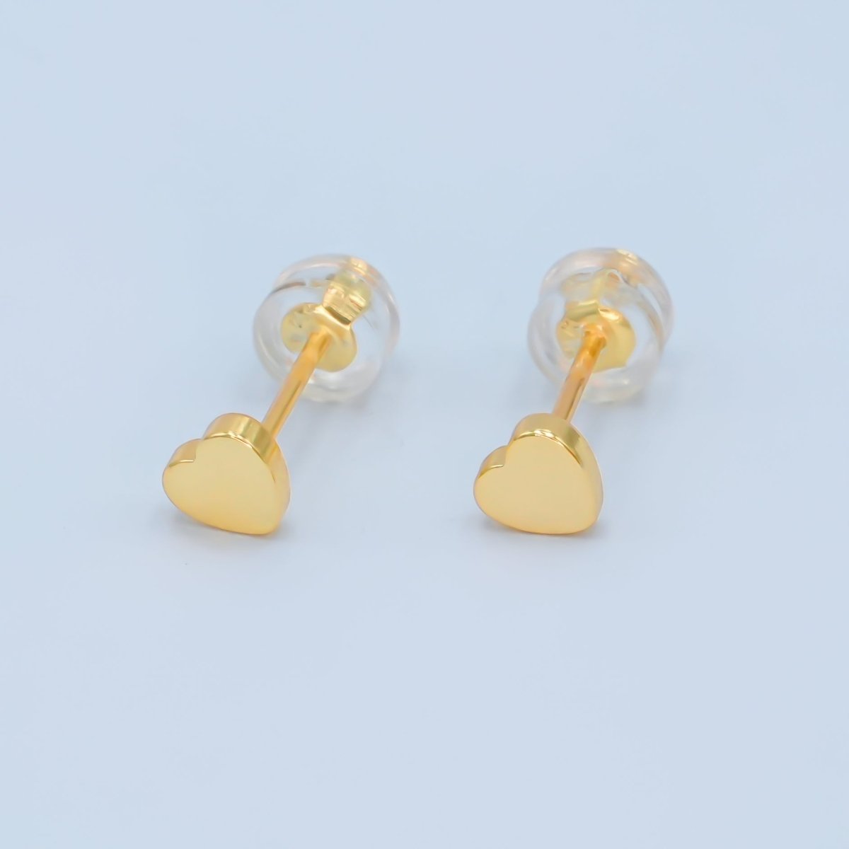 16K Gold Filled Heart Minimalist Stud Earrings | AB1462 - DLUXCA