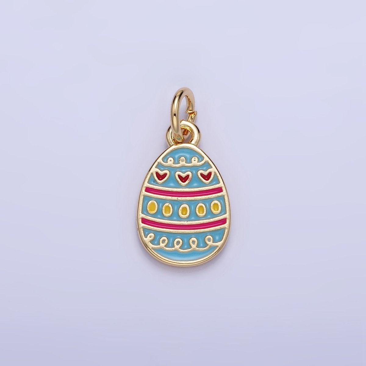 16K Gold Filled Heart Multicolor Enamel Easter Egg Charm | C130 - DLUXCA
