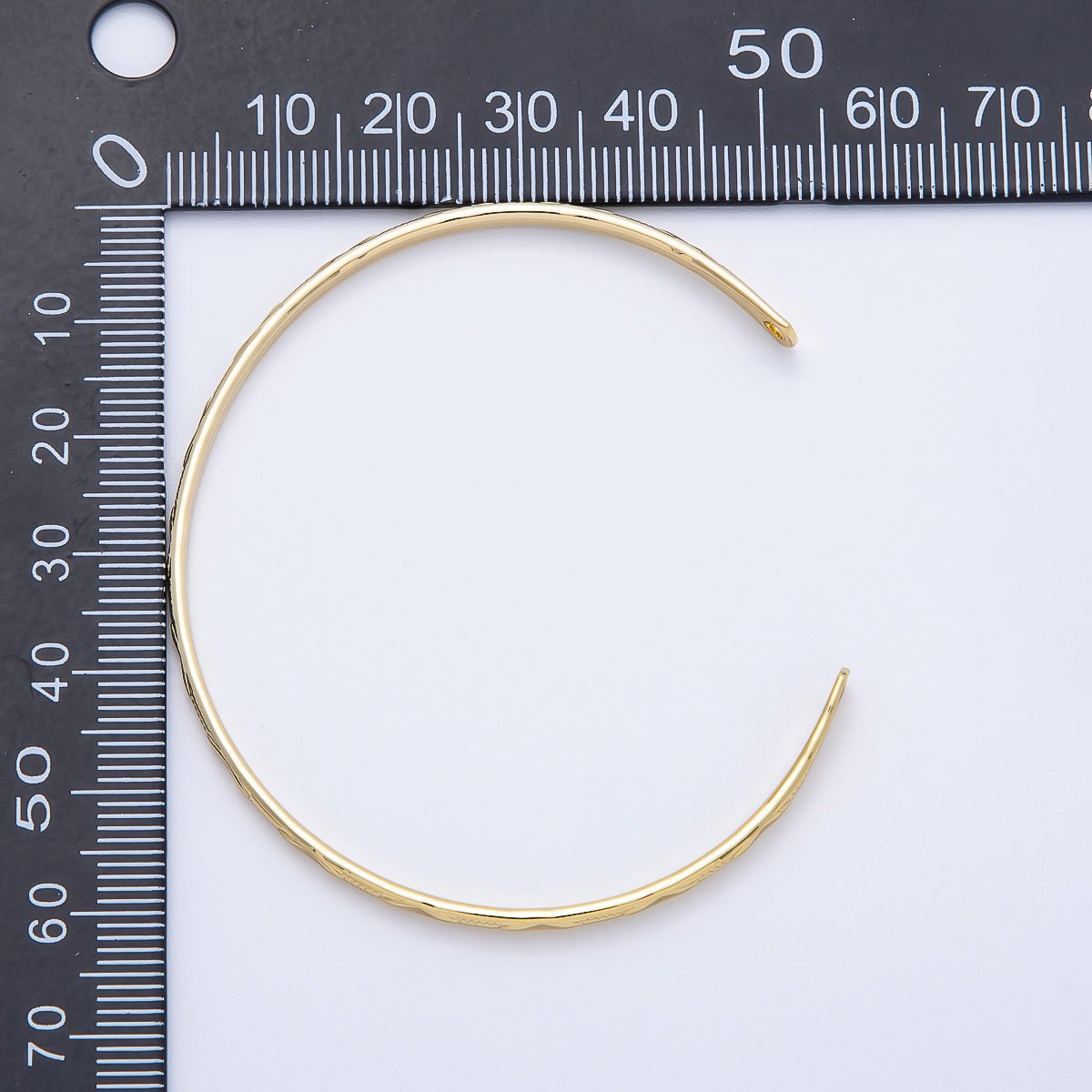 16K Gold Filled Line Textured Cuff Unfinished Half Bangle Bracelet | WA - 04449 - DLUXCA