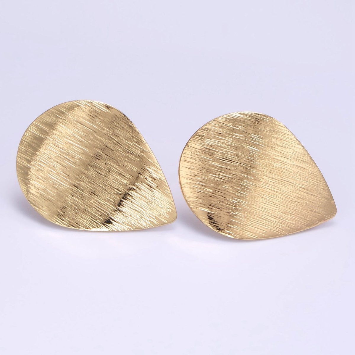 16K Gold Filled Line - Textured Teardrop Drop Stud Earrings | Z821 - DLUXCA