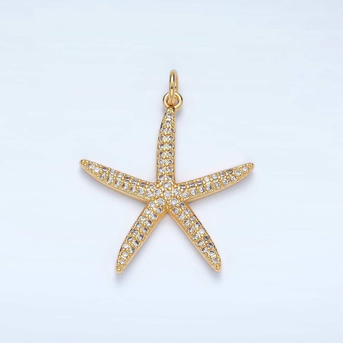 16K Gold Filled Micro Pave Cubic Zirconia Ocean Wildlife Starfish Charm For Jewelry Making X - 195 - DLUXCA