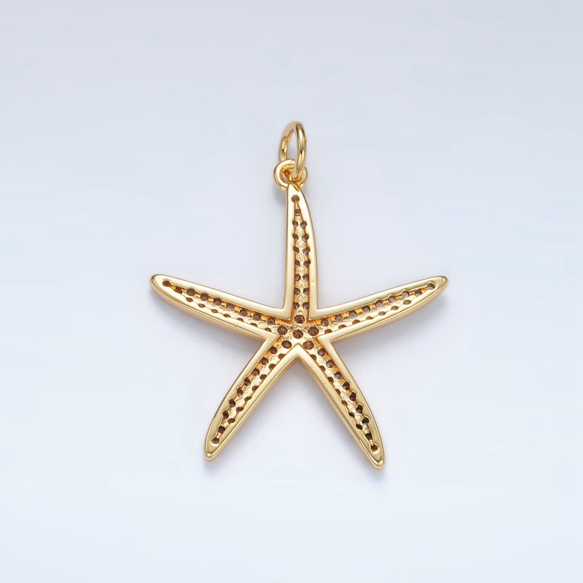 16K Gold Filled Micro Pave Cubic Zirconia Ocean Wildlife Starfish Charm For Jewelry Making X - 195 - DLUXCA