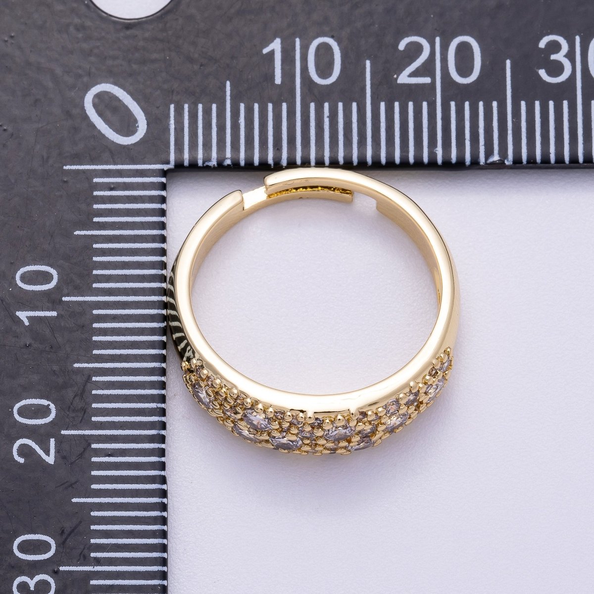16K Gold Filled Micro Paved CZ Cluster Wide Dome Adjustable Ring in Gold & Silver | Rings - 00078 Rings - 00079 - DLUXCA