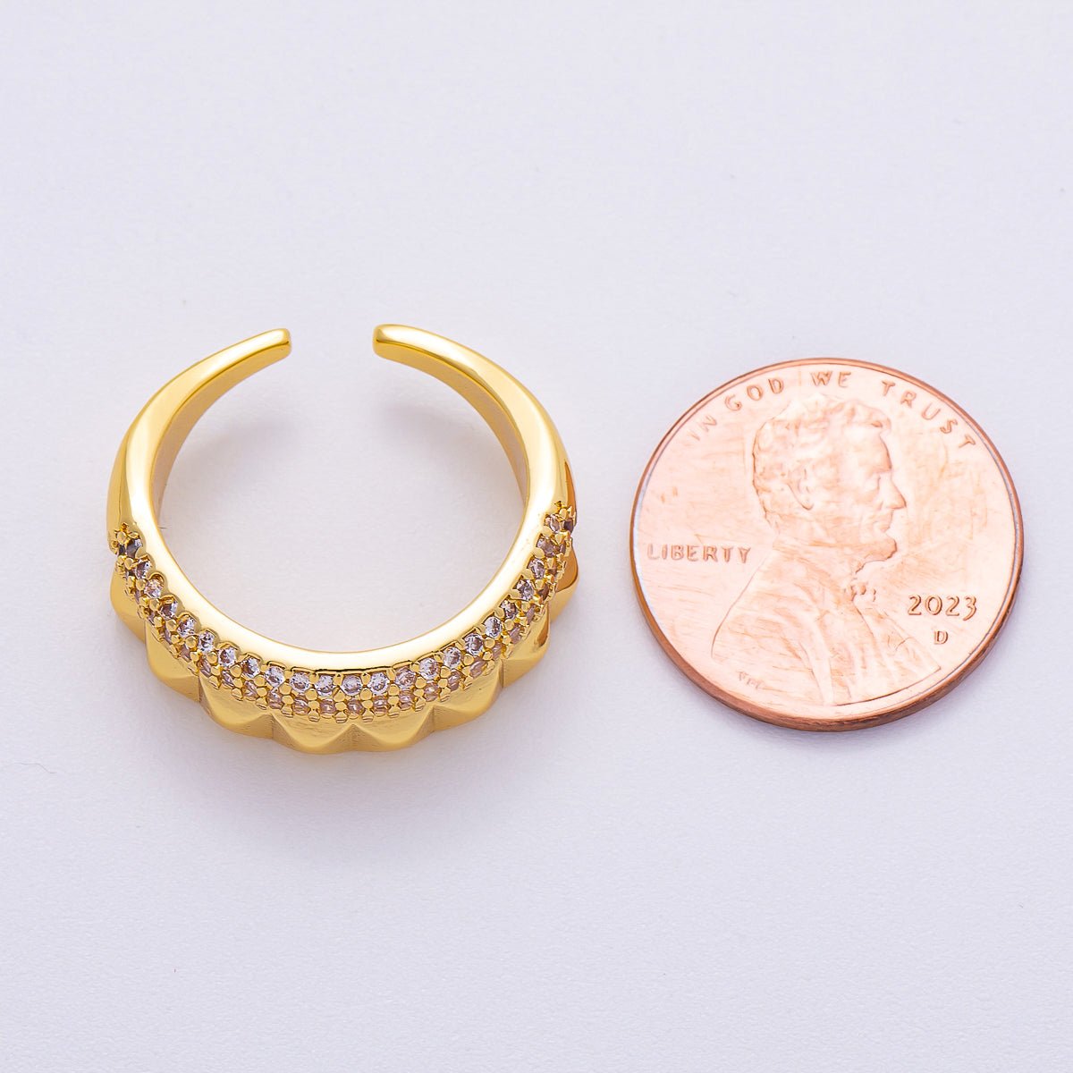 16K Gold Filled Micro Paved CZ Geometric Ring | Rings - 00066 - DLUXCA