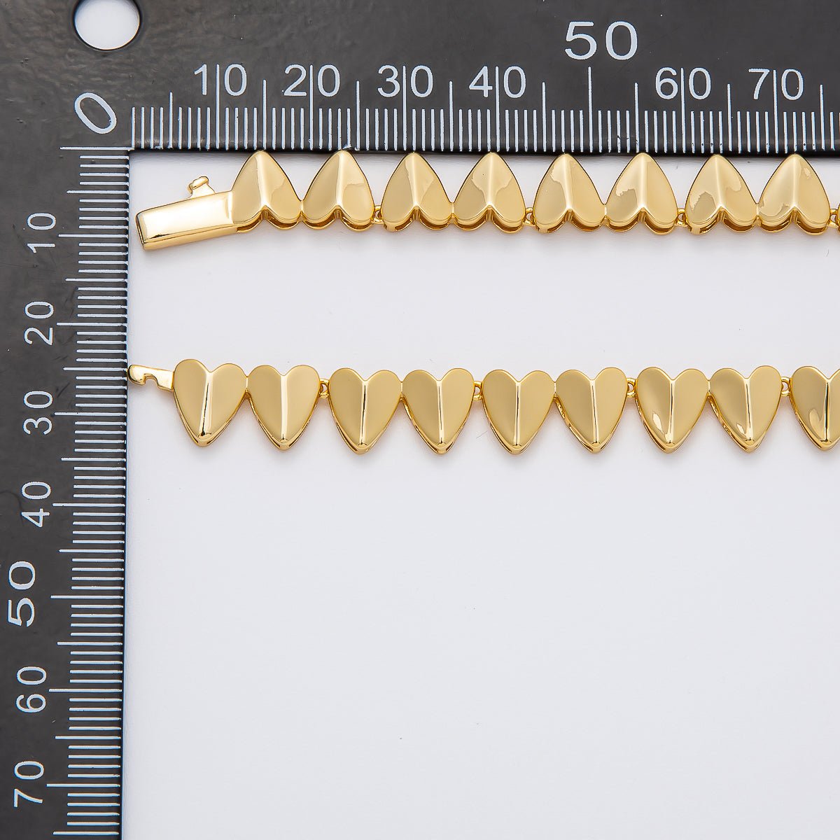 16K Gold Filled Micro Paved CZ Heart Geometric Chain 17 Inch Necklace | WA - 04268 - DLUXCA