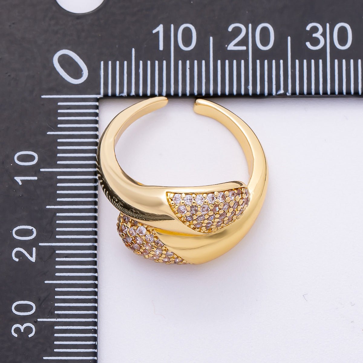 16K Gold Filled Micro Paved CZ Molten Adjustable Ring | Rings - 00068 - DLUXCA