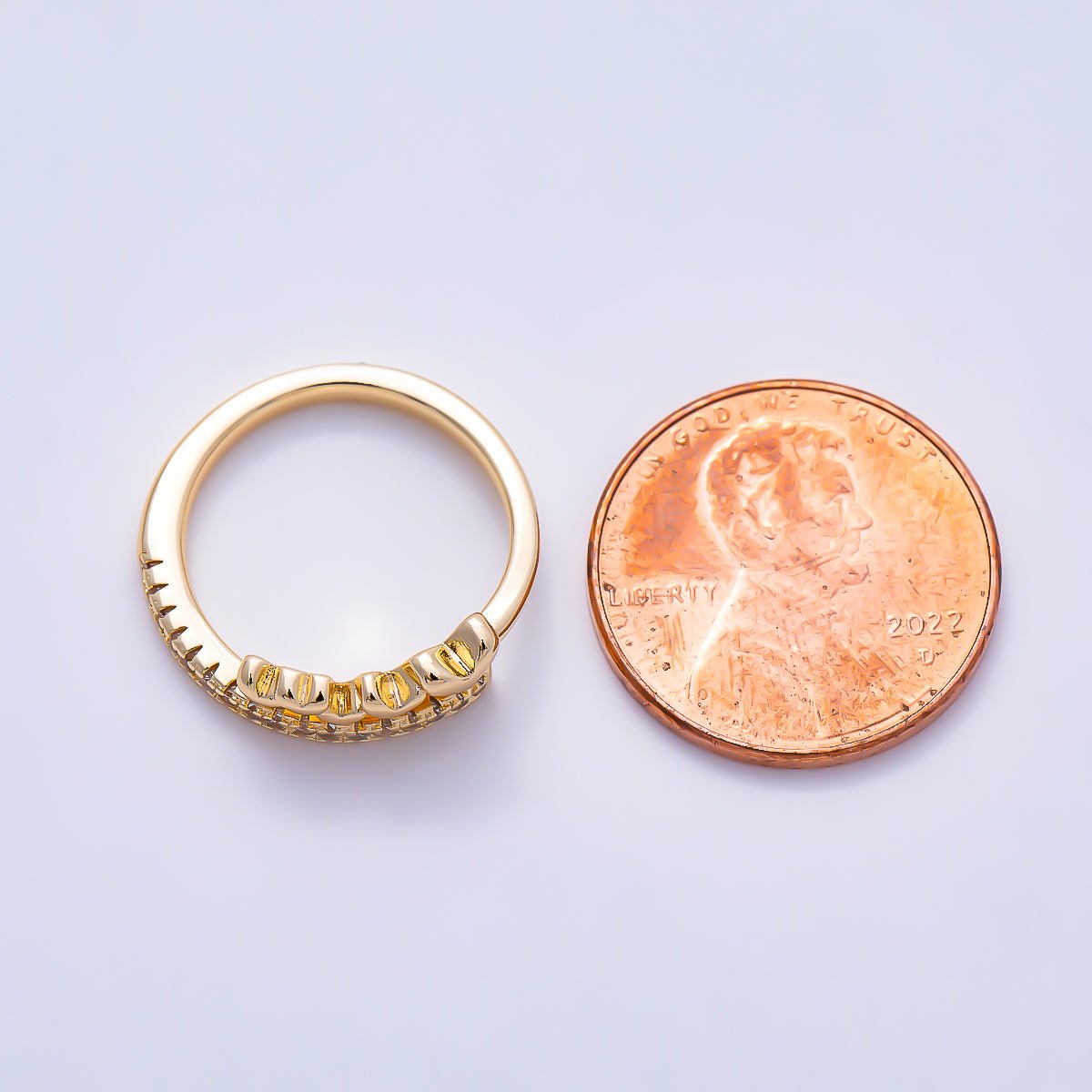 16K Gold Filled Micro Paved CZ Multiple Heart Adjustable Pinky Ring | Rings-00387 - DLUXCA