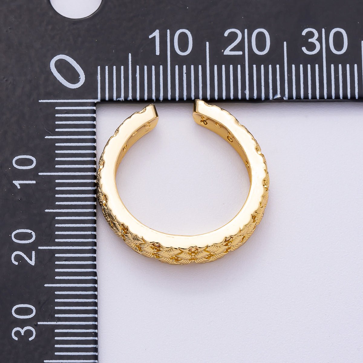 16K Gold Filled Micro Paved CZ Ribbed Line - Textured Woven Ring | Rings - 00072 - DLUXCA