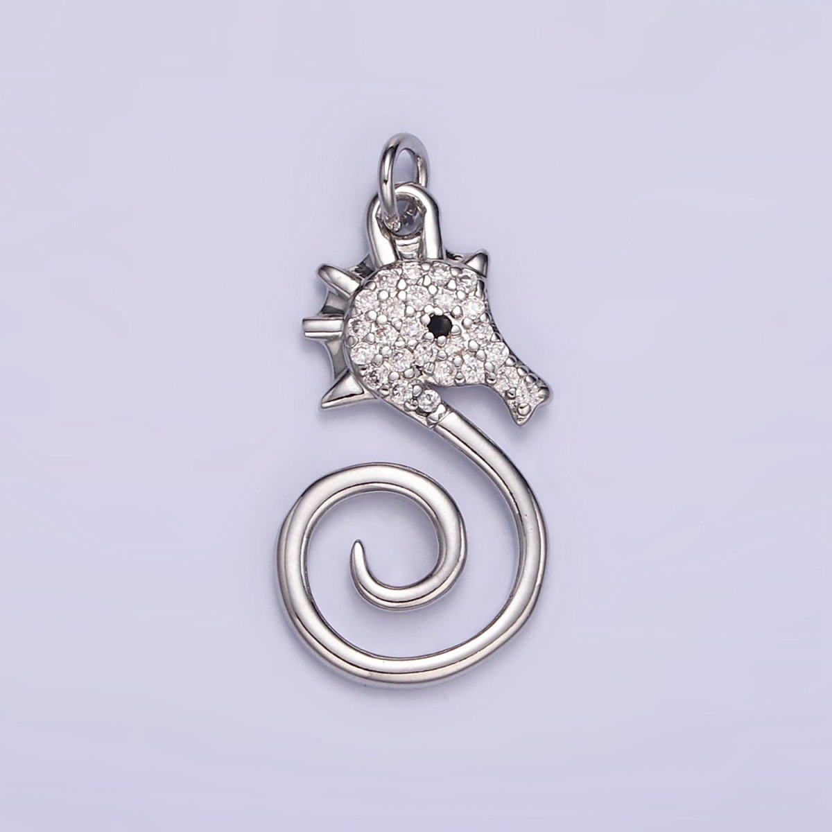 16K Gold Filled Micro Paved CZ Seahorse Ocean Animal Charm in Gold & Silver | M119 - DLUXCA