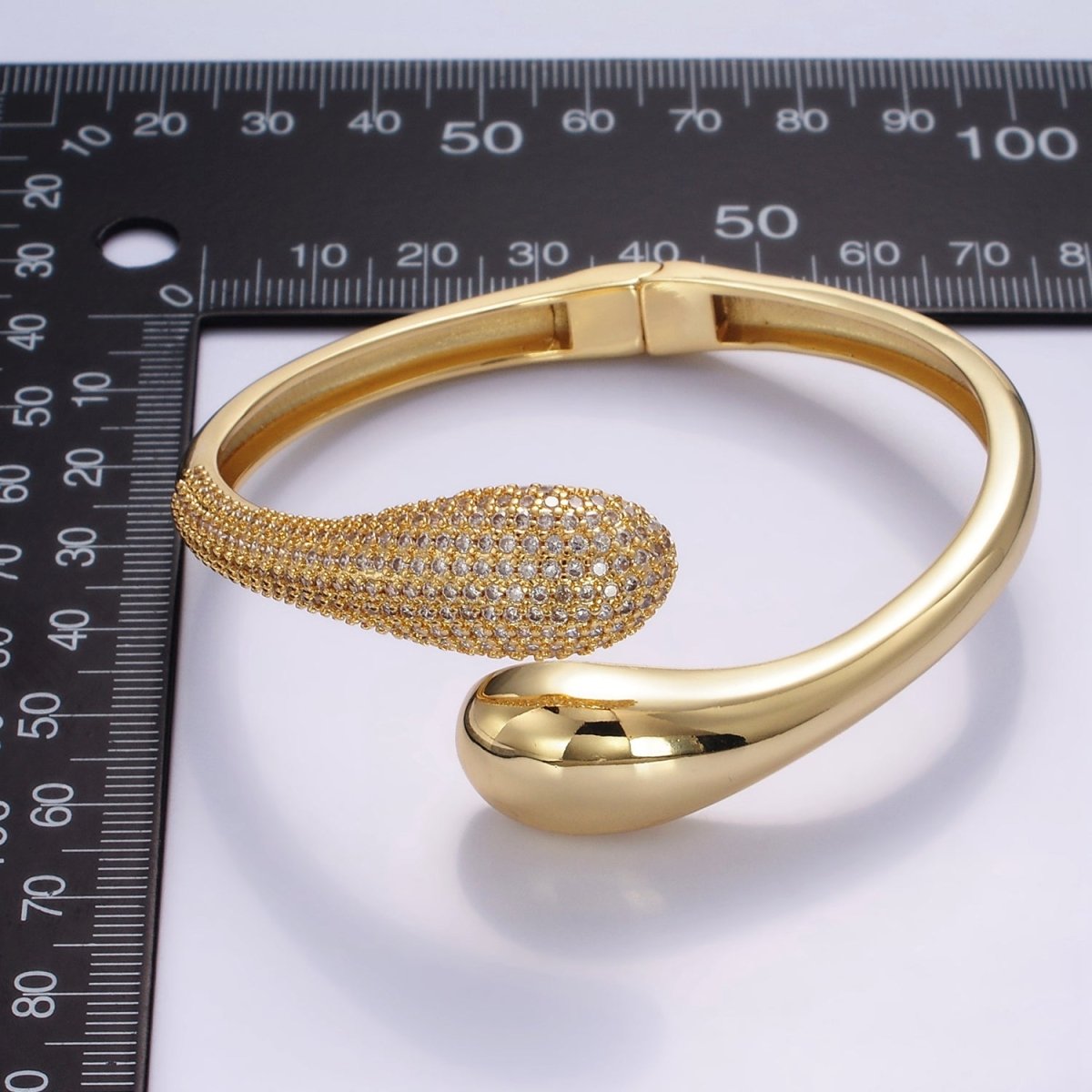 16K Gold Filled Micro Paved CZ Snake Drip Wrap Cuff Bracelet | WA - 2524 - DLUXCA