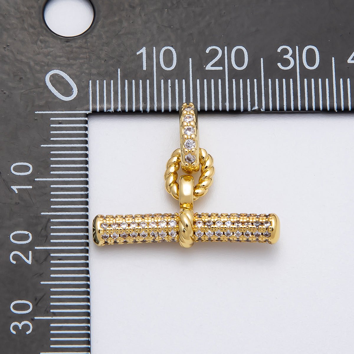 16K Gold Filled Micro Paved CZ Toggle Bar Finding Charm | Findings - 00133 - DLUXCA