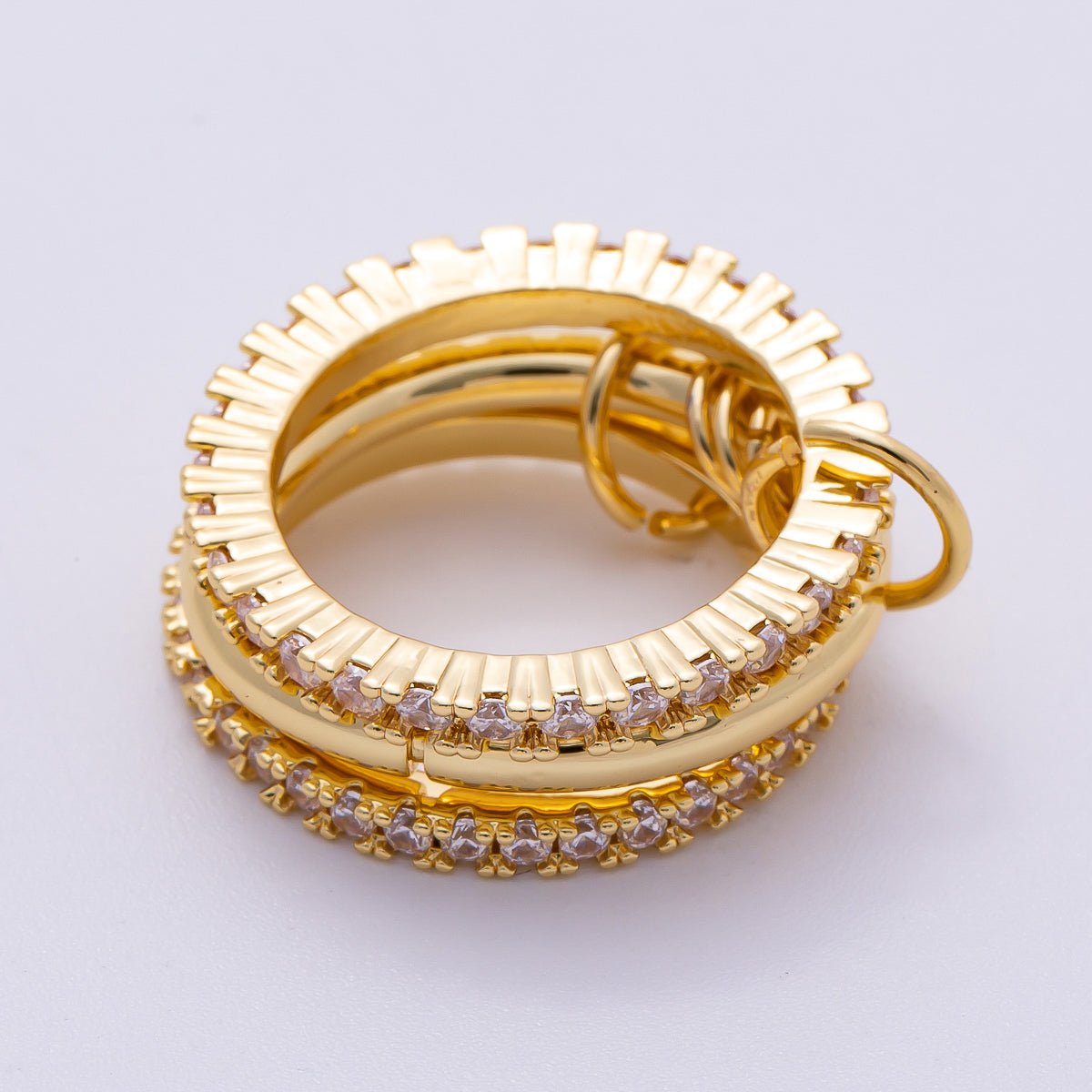 16K Gold Filled Micro Paved Triple Interlocking Link Ring | RINGS - 00061 - DLUXCA