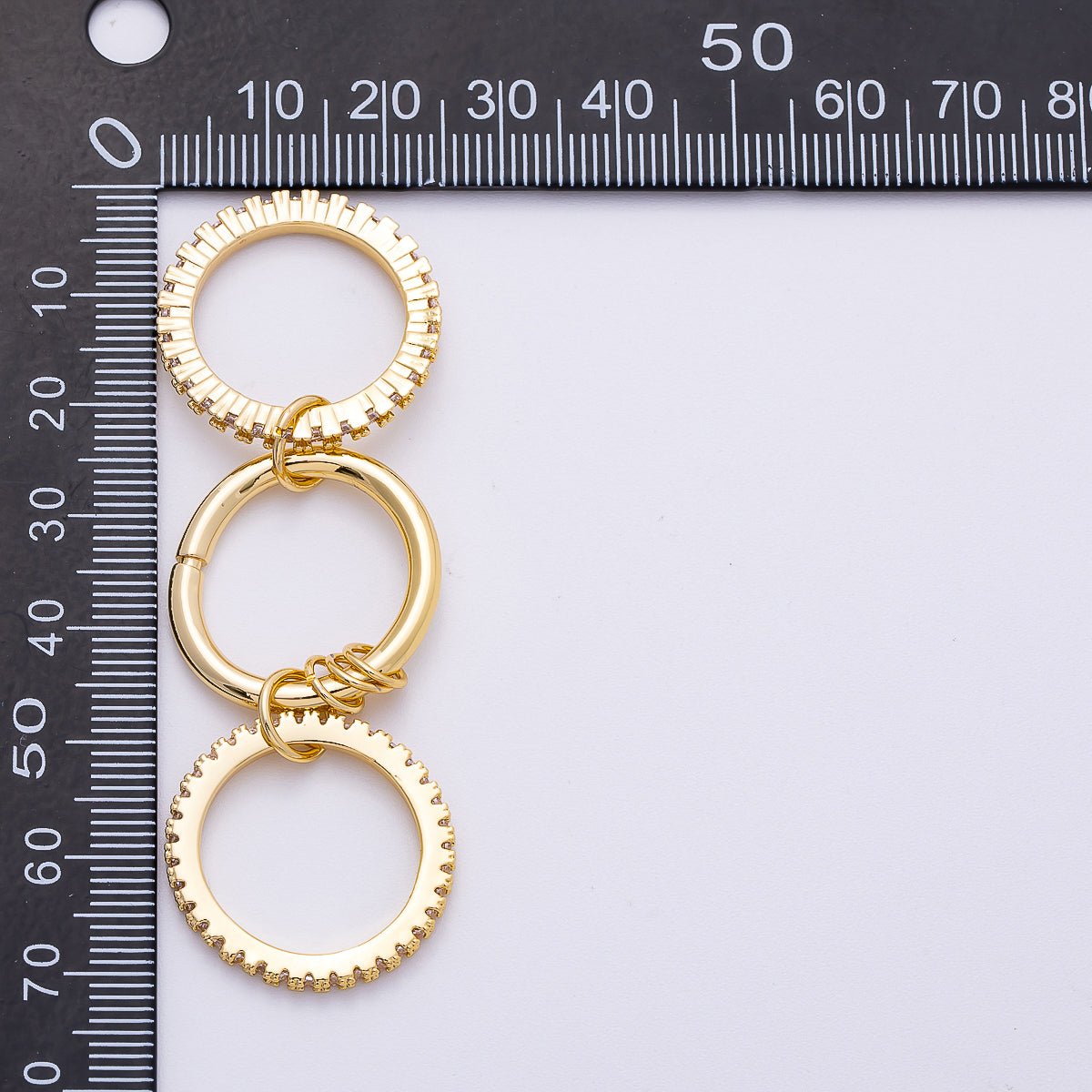 16K Gold Filled Micro Paved Triple Interlocking Link Ring | RINGS - 00061 - DLUXCA