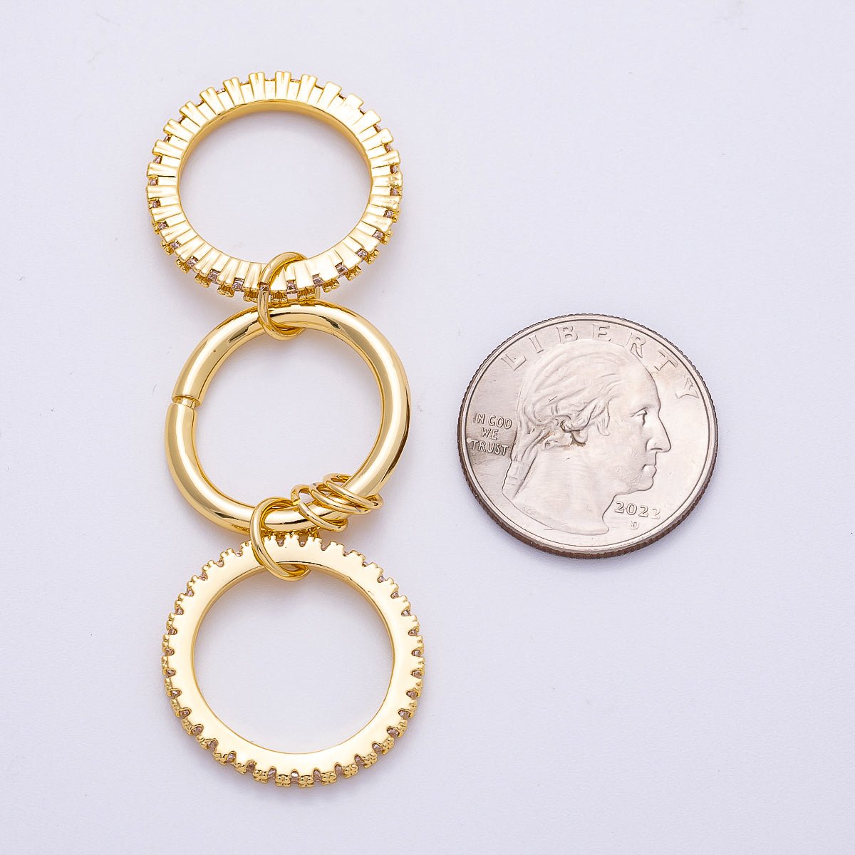 16K Gold Filled Micro Paved Triple Interlocking Link Ring | RINGS - 00061 - DLUXCA