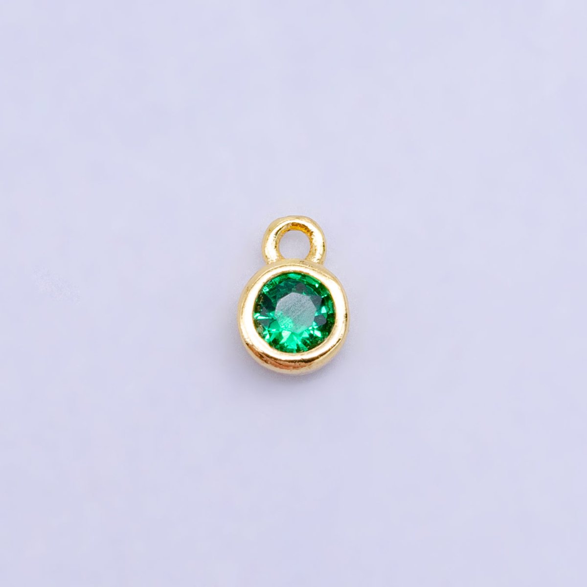 16K Gold Filled Mini Green, Clear, ETC CZ Round Charm | W141 - W144 - DLUXCA