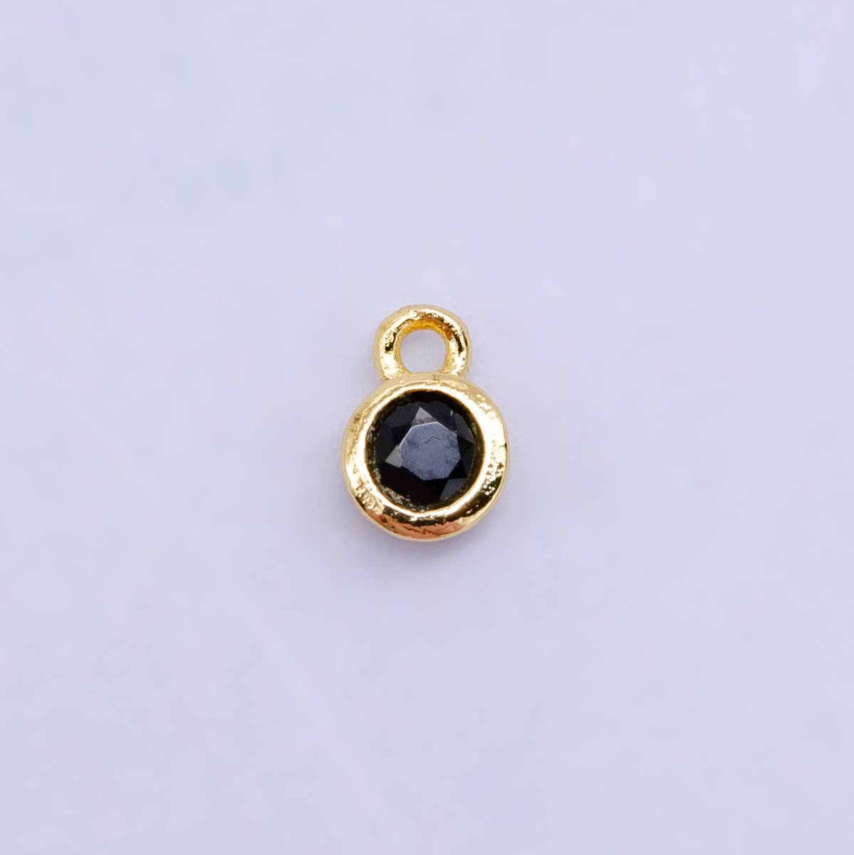 16K Gold Filled Mini Green, Clear, ETC CZ Round Charm | W141 - W144 - DLUXCA