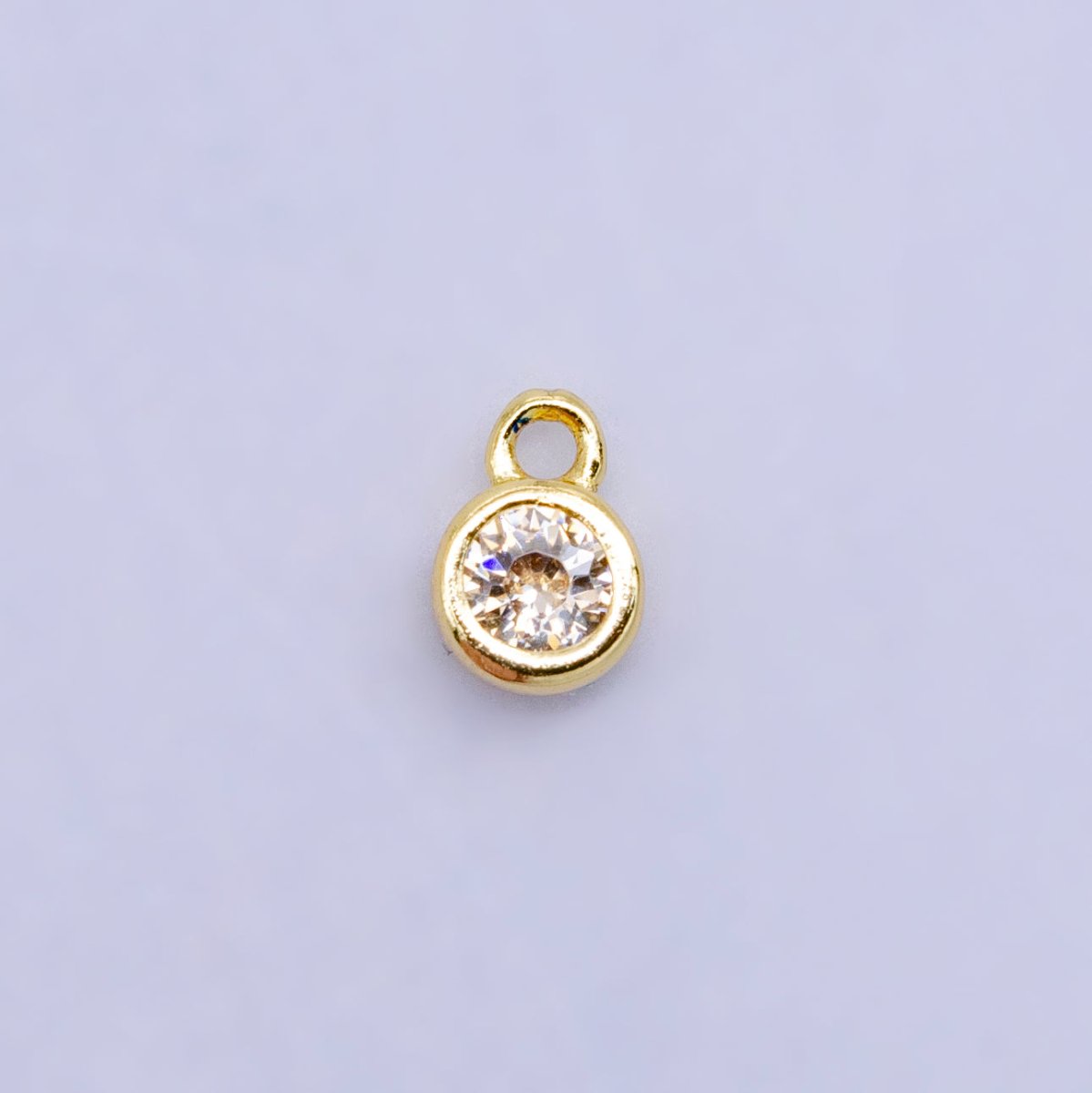 16K Gold Filled Mini Green, Clear, ETC CZ Round Charm | W141 - W144 - DLUXCA