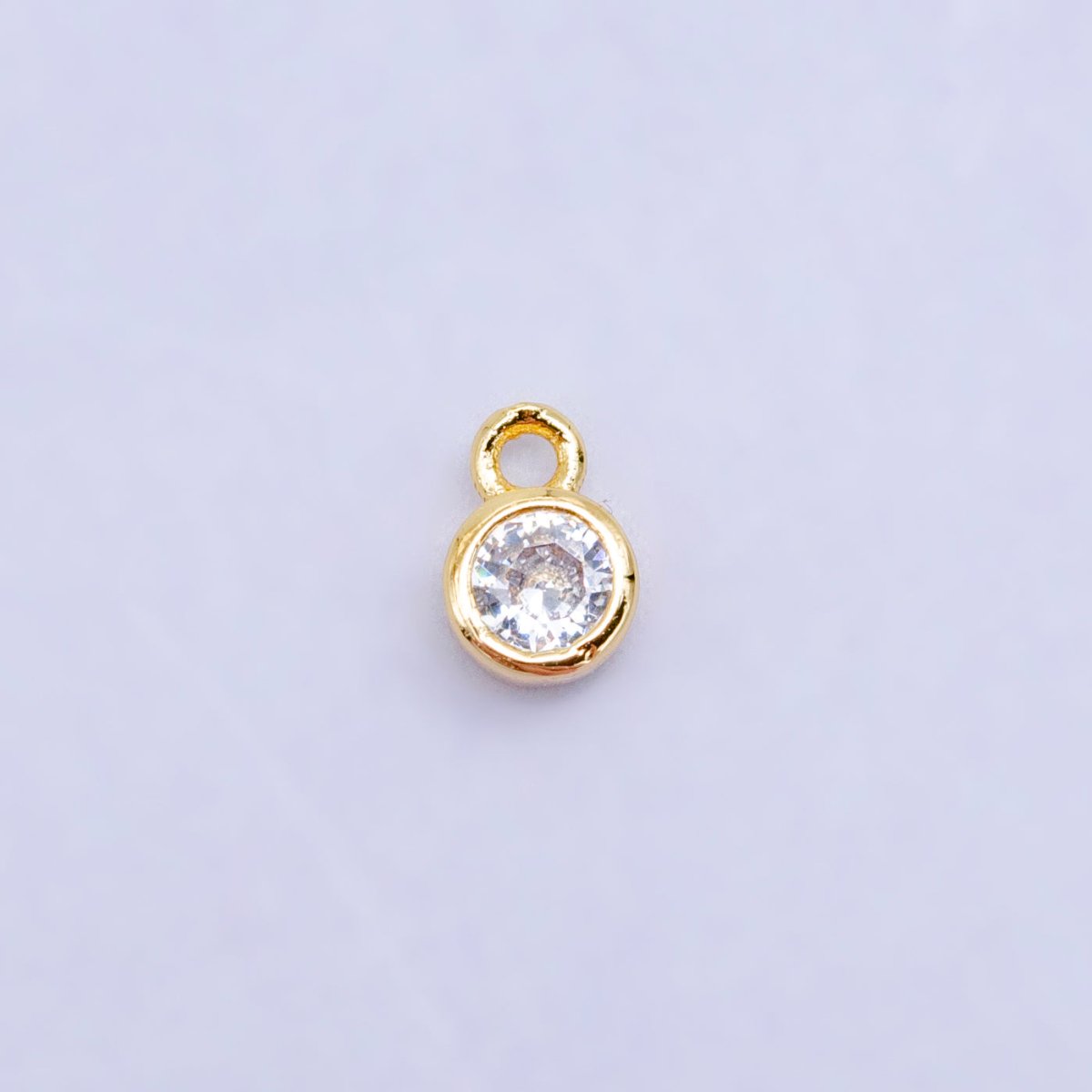 16K Gold Filled Mini Green, Clear, ETC CZ Round Charm | W141 - W144 - DLUXCA