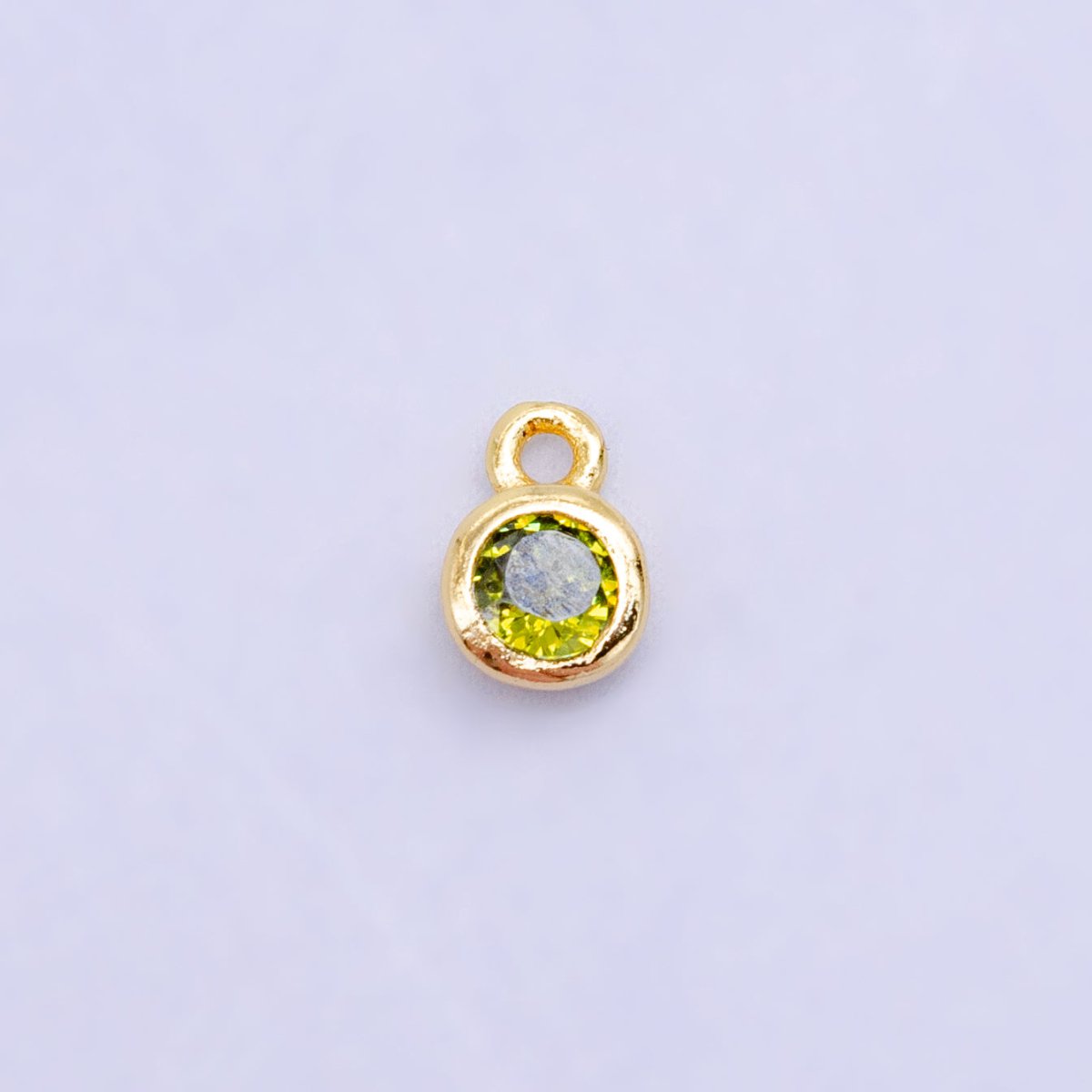 16K Gold Filled Mini Green, Clear, ETC CZ Round Charm | W141 - W144 - DLUXCA