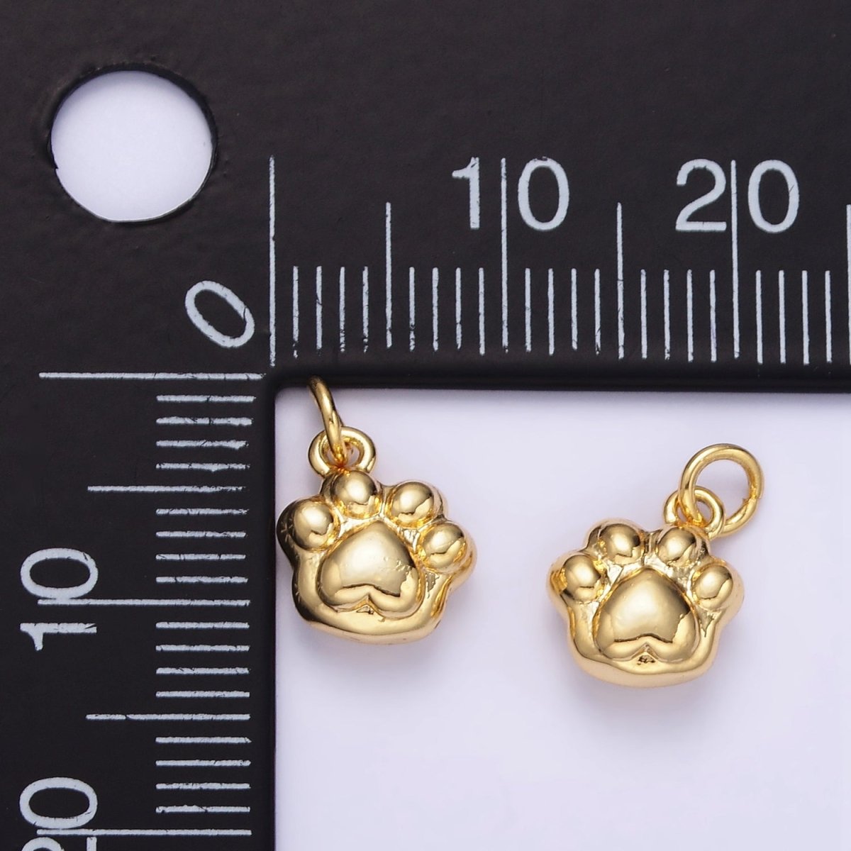 16K Gold Filled Mini Pet Paw Print Minimalist Add - On Charm | AG847 - DLUXCA