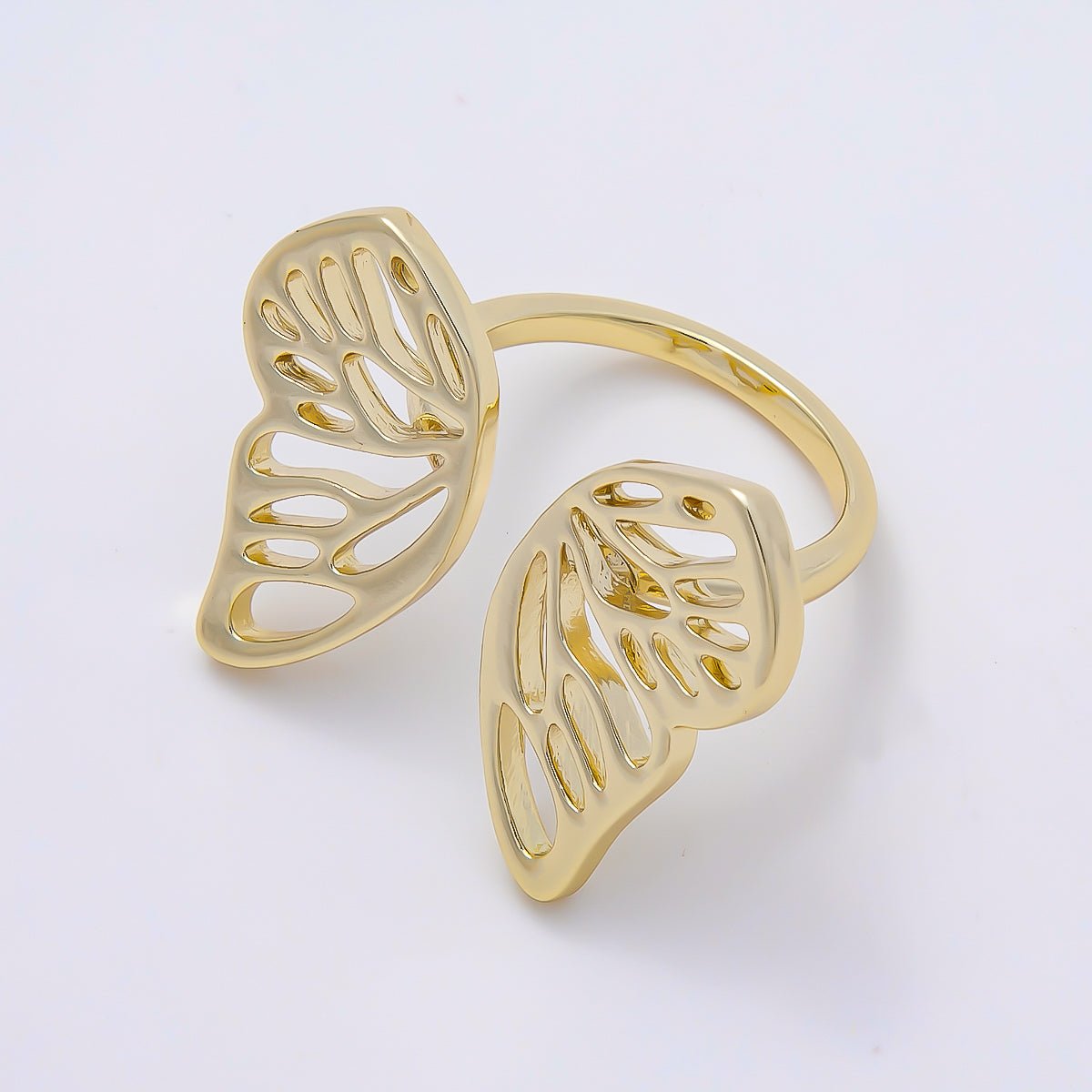16K Gold Filled Minimalist Butterfly Mariposa Open Wrap Ring | Rings-00174 - DLUXCA