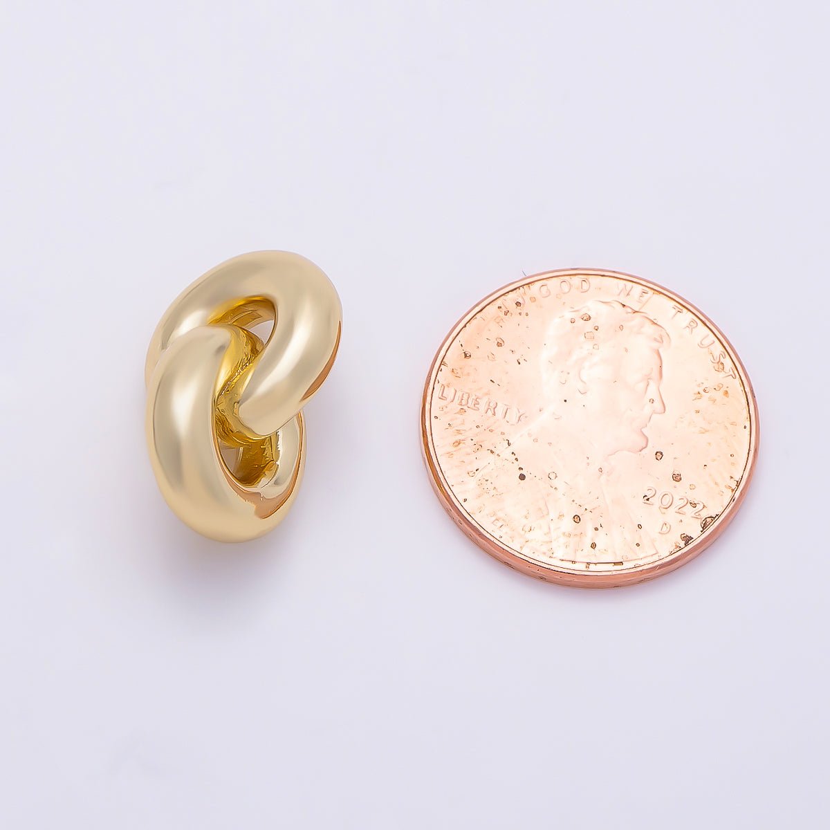 16K Gold Filled Minimalist Double Round Link Slide Pendant | Findings-00409 - DLUXCA