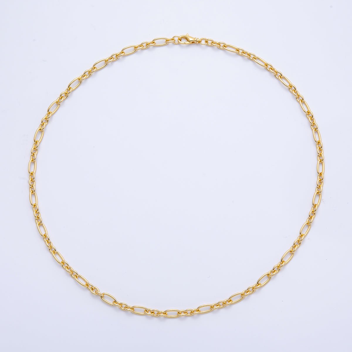 16K Gold Filled Minimalist Figaro Chain 17.5 Inch, 19.5 Inch Necklace | WA - 4068 WA - 4069 - DLUXCA