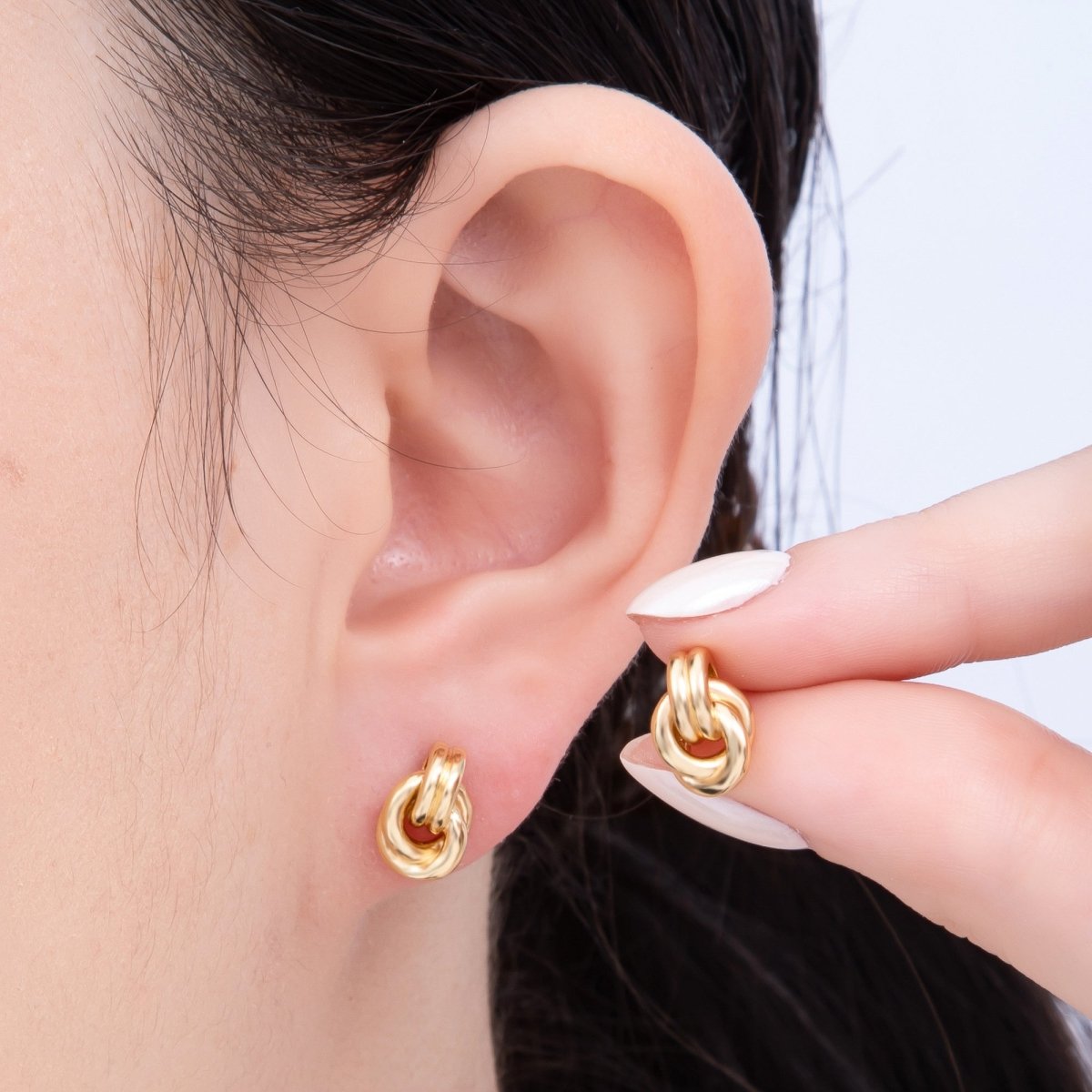 16K Gold Filled Minimalist Geometric Knot Stud Earrings | Earrings - 00301 - DLUXCA