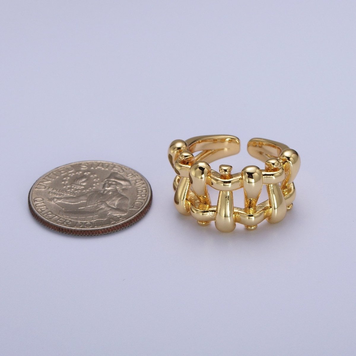 16K Gold Filled Minimalist Gold, Silver Bubble Wide Geometric Rings | O089 O090 - DLUXCA
