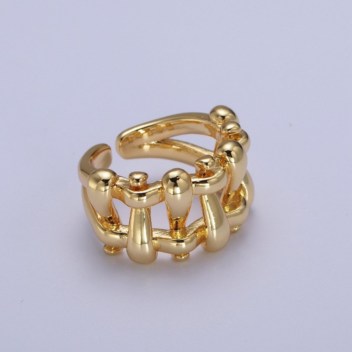 16K Gold Filled Minimalist Gold, Silver Bubble Wide Geometric Rings | O089 O090 - DLUXCA