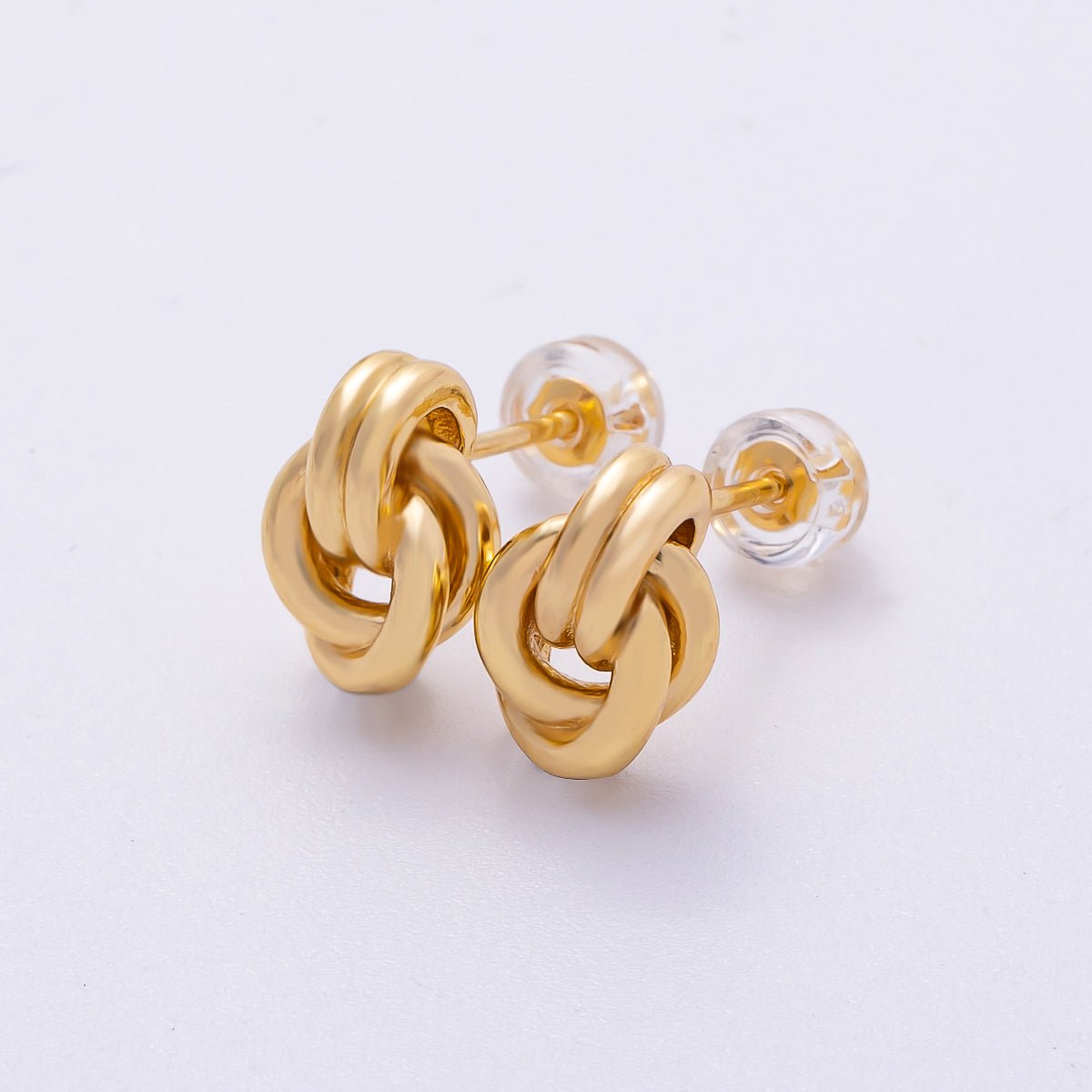 16K Gold Filled Minimalist Knot Stud Earrings | Earrings - 00301 - DLUXCA