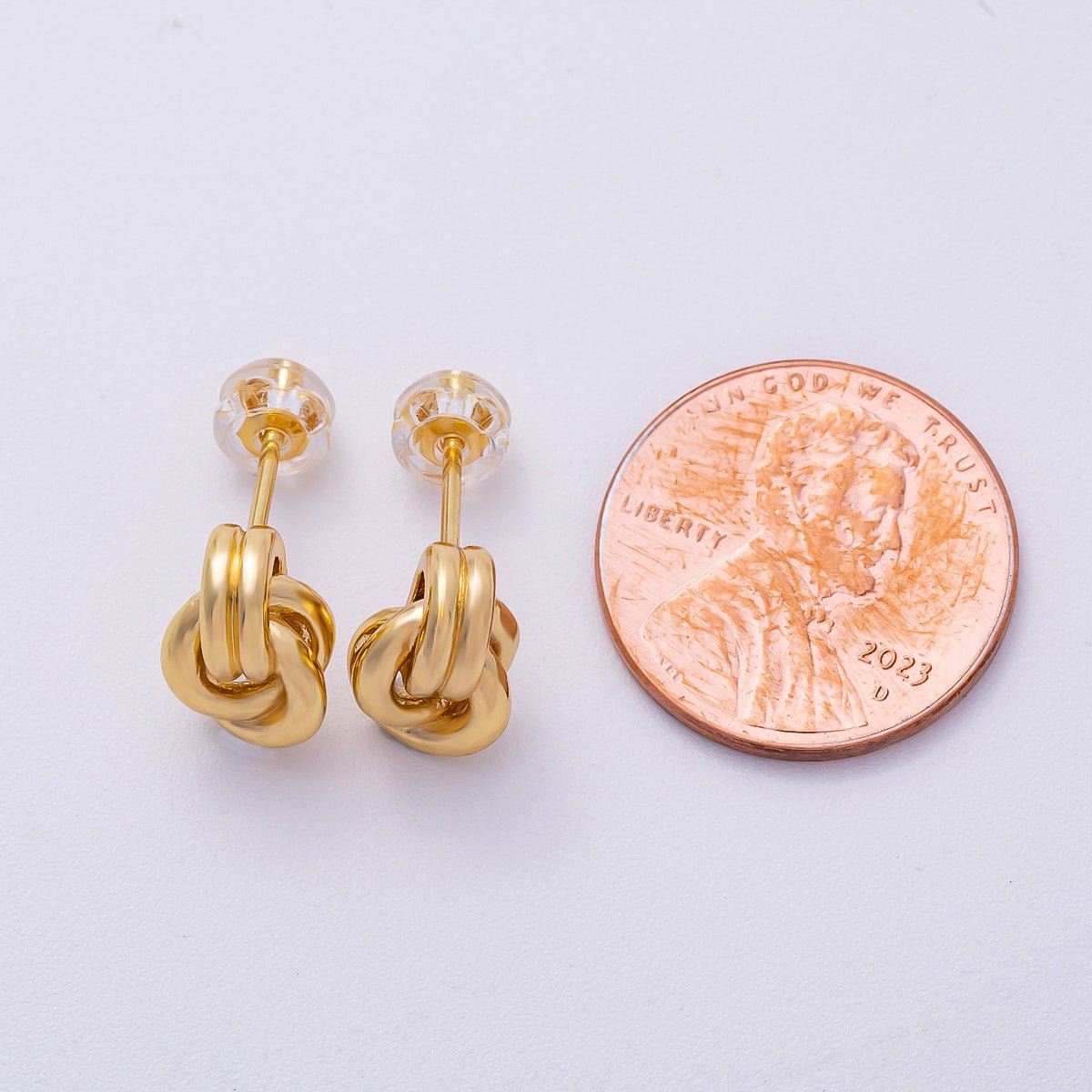 16K Gold Filled Minimalist Knot Stud Earrings | Earrings - 00301 - DLUXCA