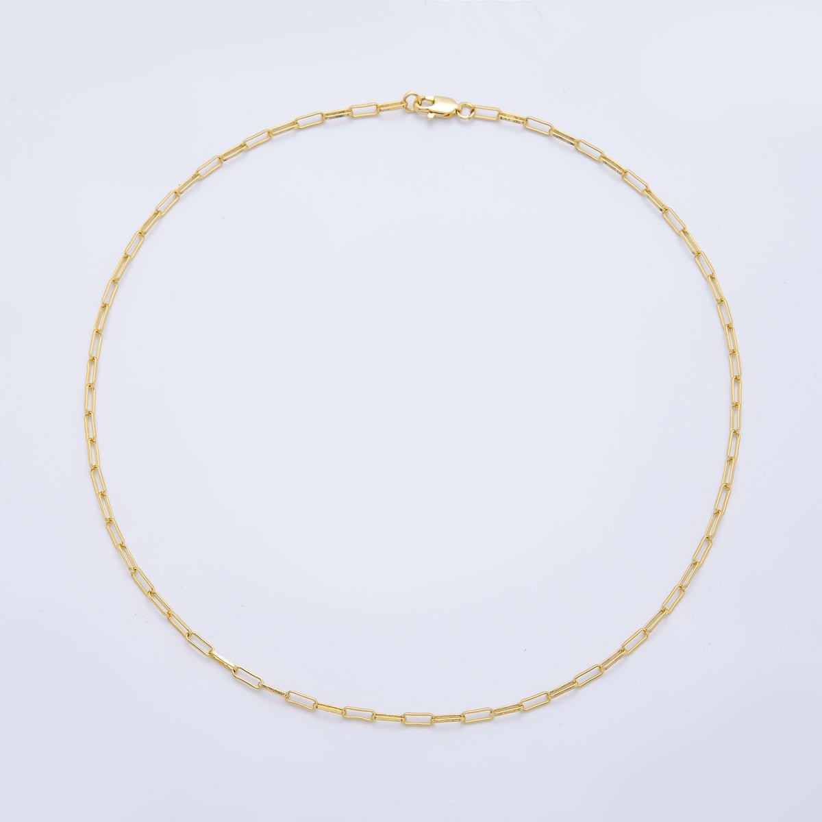 16K Gold Filled Minimalist Paperclip Chain 16.34 Inch Choker Necklace | WA - 04152 - DLUXCA